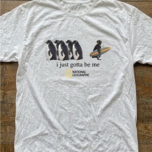 National Geographic White Penguin Surf Graphic Tee